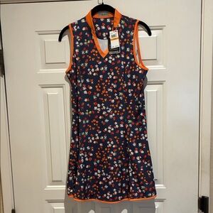 Callaway  Floral Sleeveless golf  Dress with Orange Trim
